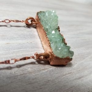 TVD Copper Electroform Green Druzy Quartz Necklace